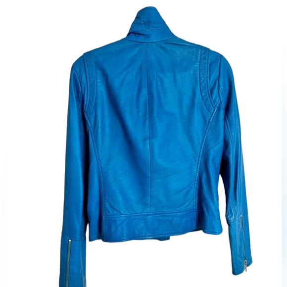 HOST PICK! 💙 Danier - Rare Peacock Blue Leather Jacket - Picture 3 of 5